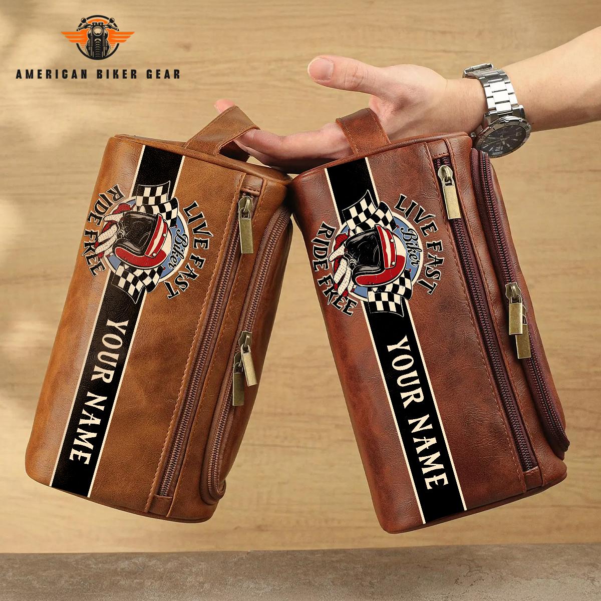 Biker Personalized Leather Toiletry Bag TG04