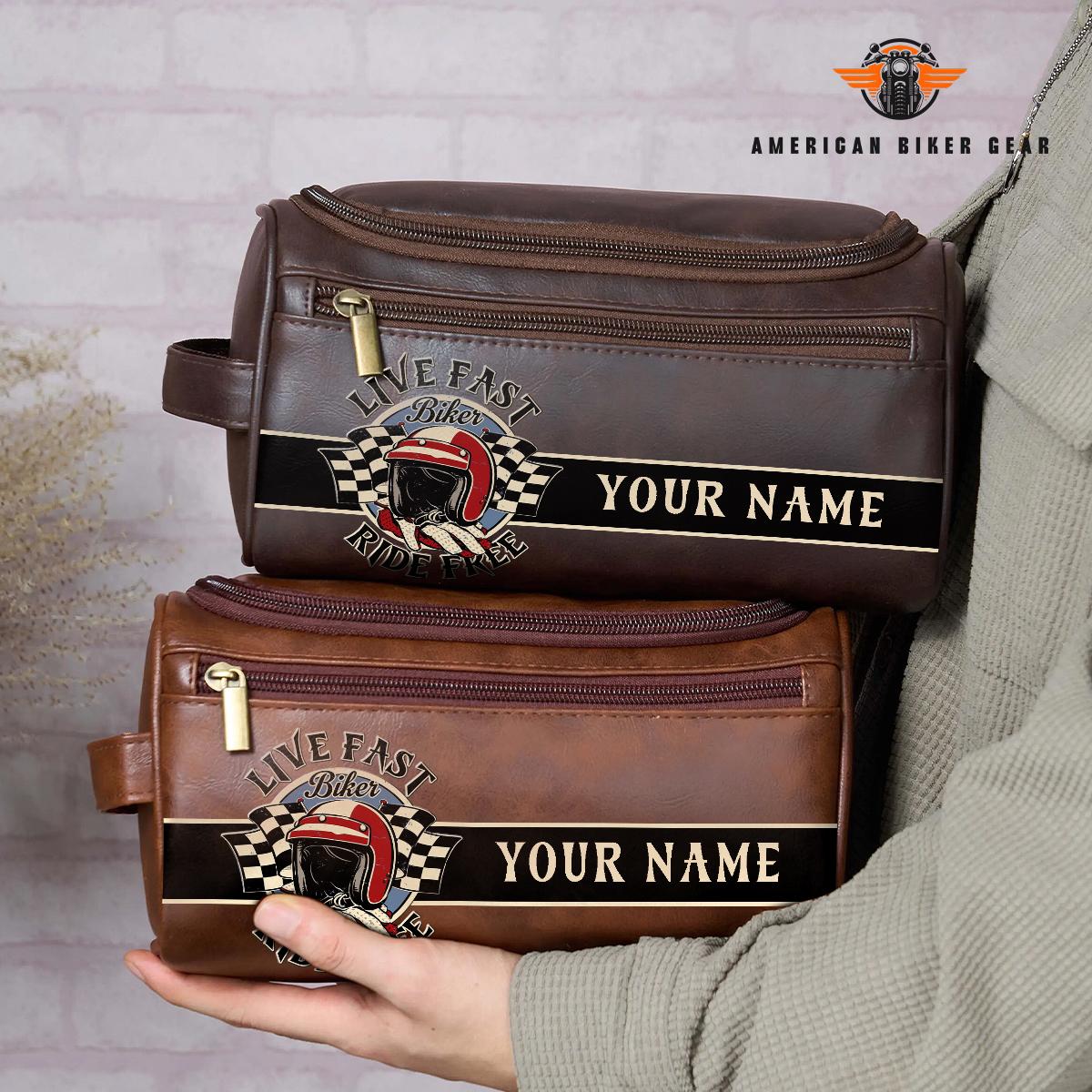 Biker Personalized Leather Toiletry Bag TG04