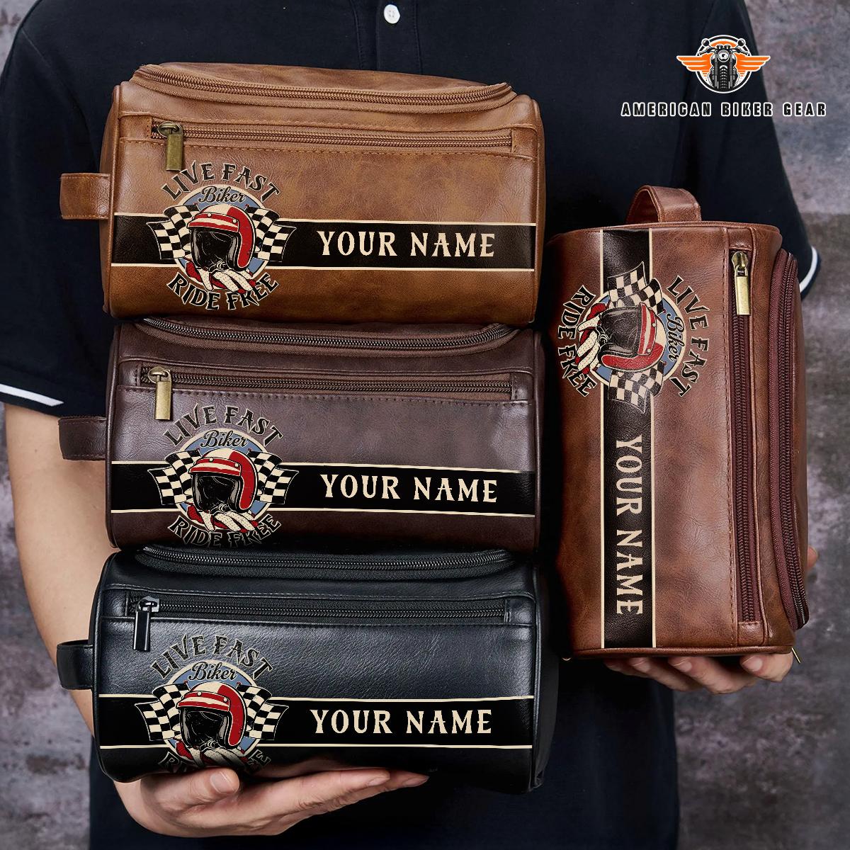 Biker Personalized Leather Toiletry Bag TG04