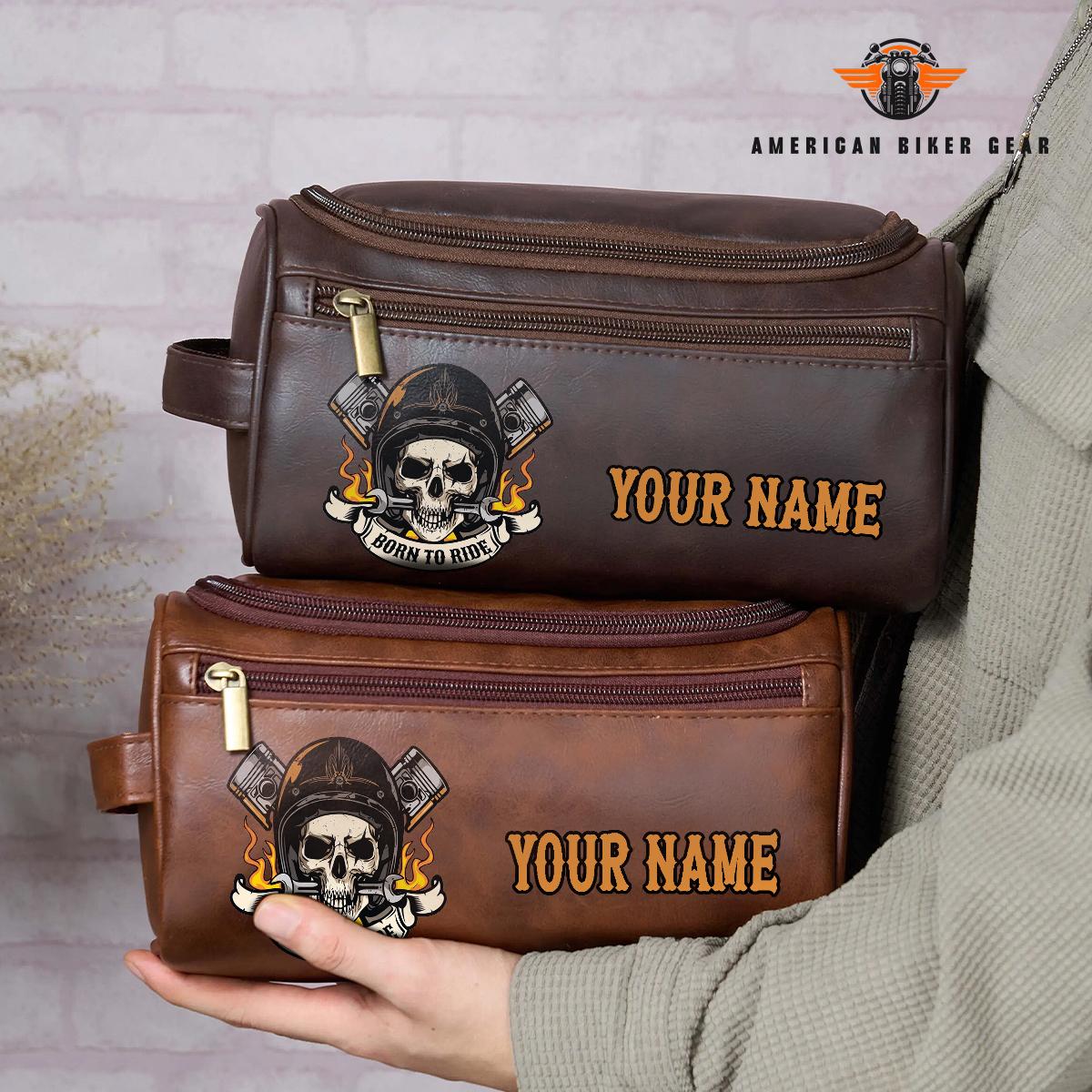 Biker Personalized Leather Toiletry Bag TG05