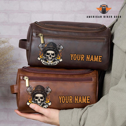 Biker Personalized Leather Toiletry Bag TG05
