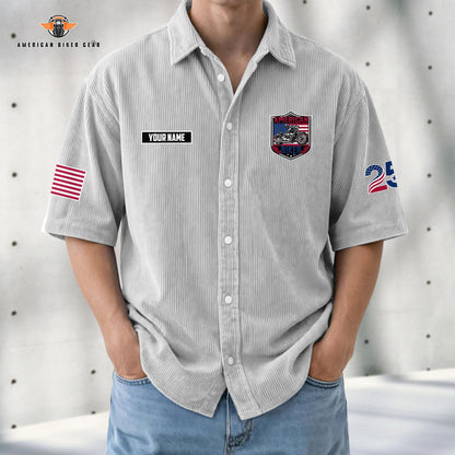 Biker USA 250th Anniversary Personalized Retro Corduroy Button Shirt TG08