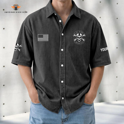 Biker Personalized Retro Corduroy Button Shirt TG10
