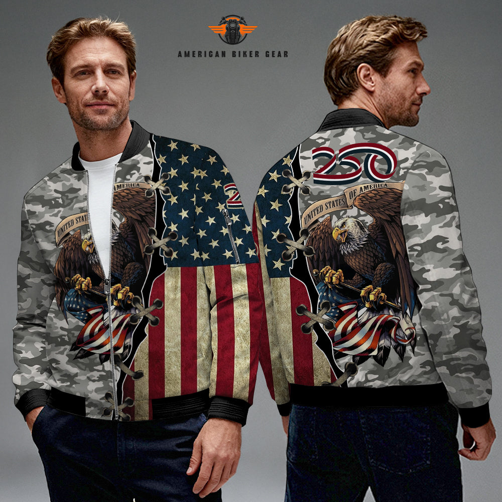 Biker USA 250th Anniversary Personalized Classic Bomber Jacket TG04