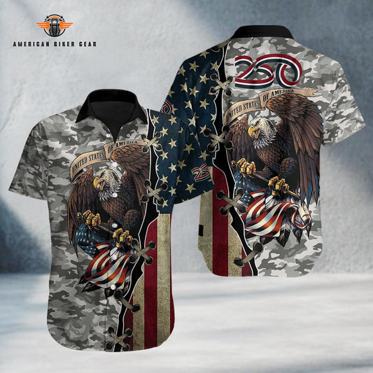 Biker USA 250th Anniversary Personalized Button Shirt GT11