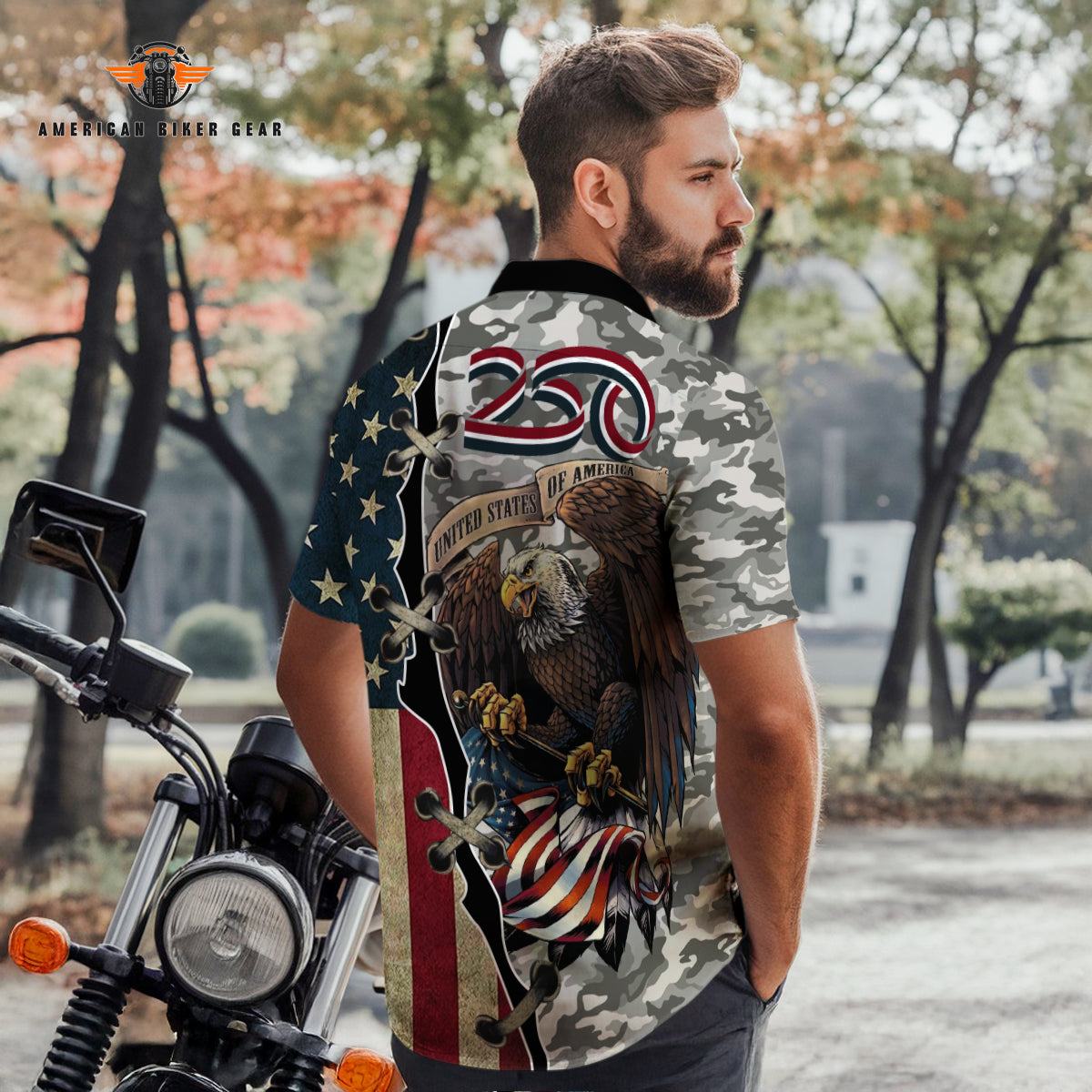 Biker USA 250th Anniversary Personalized Button Shirt GT11