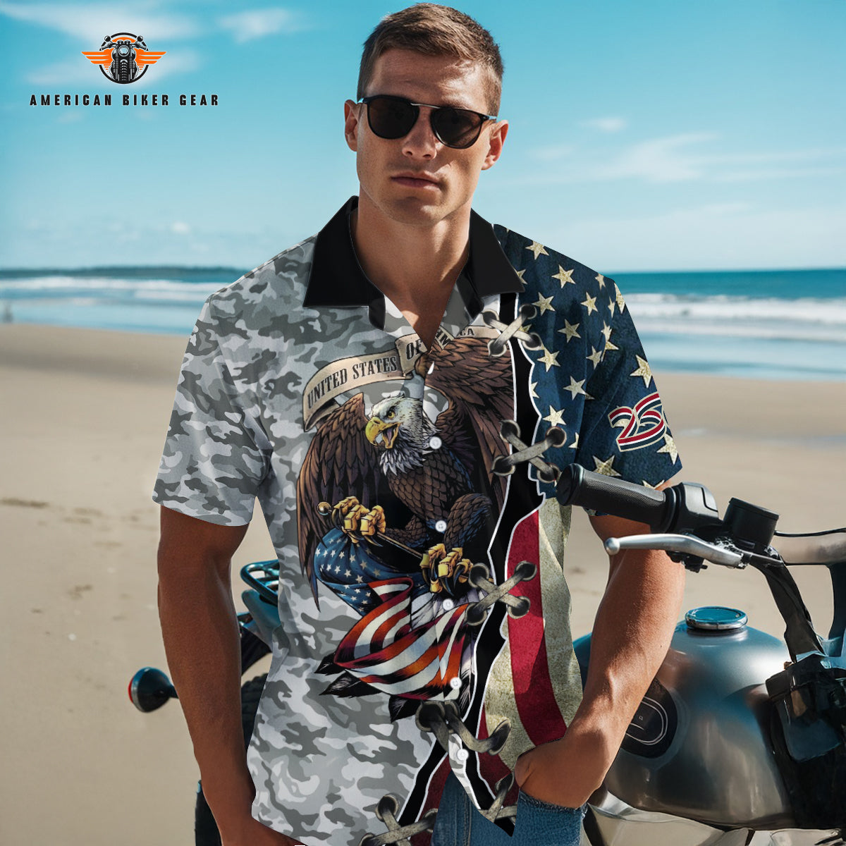Biker USA 250th Anniversary Personalized Button Shirt GT11