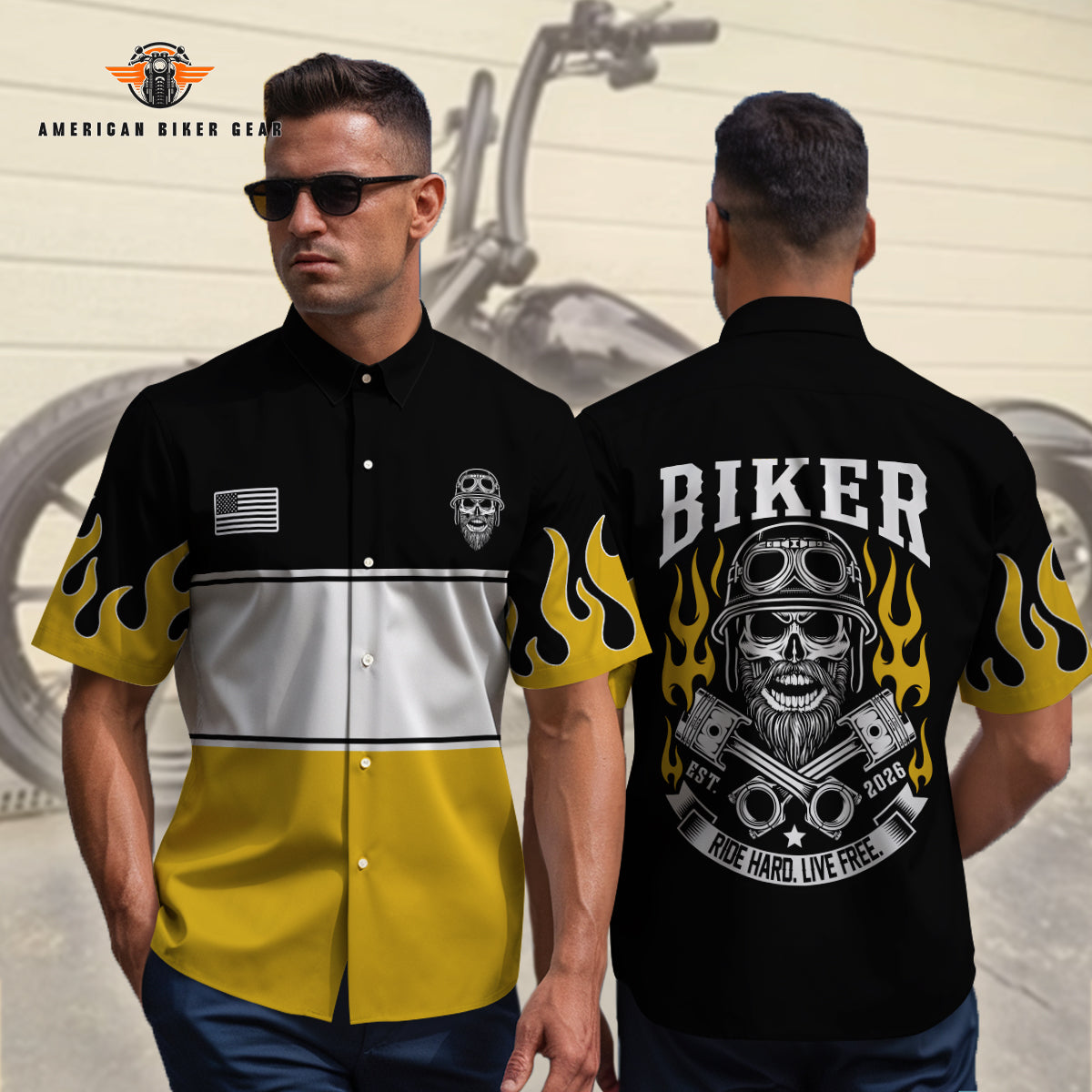 Biker Personalized Button Shirt GT12