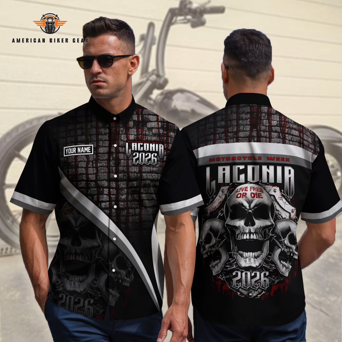 Laconia Biker Personalized Button Shirt TG17