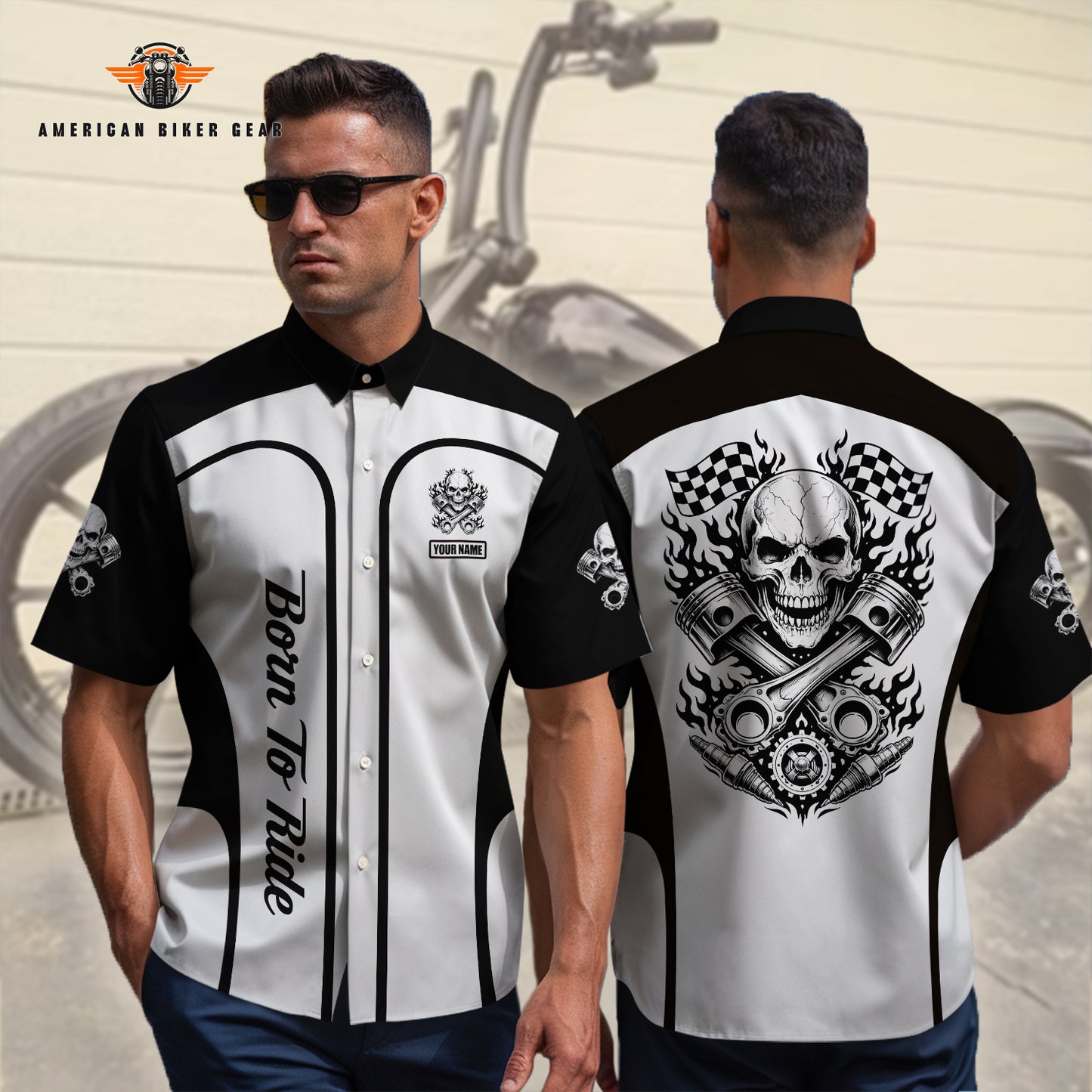 Biker Personalized Button Shirt TG24