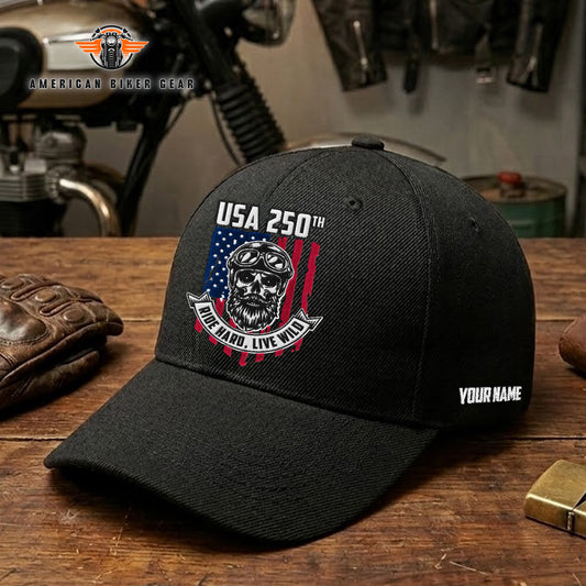 Biker USA 250th Anniversary Personalized Embroidery Cap TG17