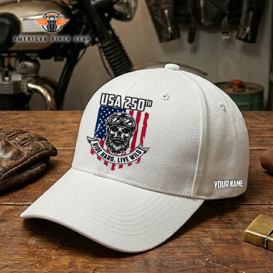 Biker USA 250th Anniversary Personalized Embroidery Cap TG17