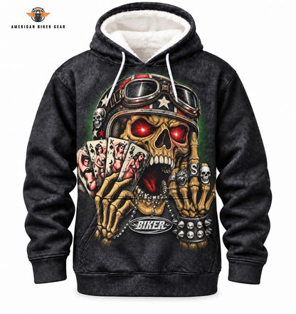 American Biker Gear Skull & Poker Cards Heavy Blend Hooded Sweatshirt TG07