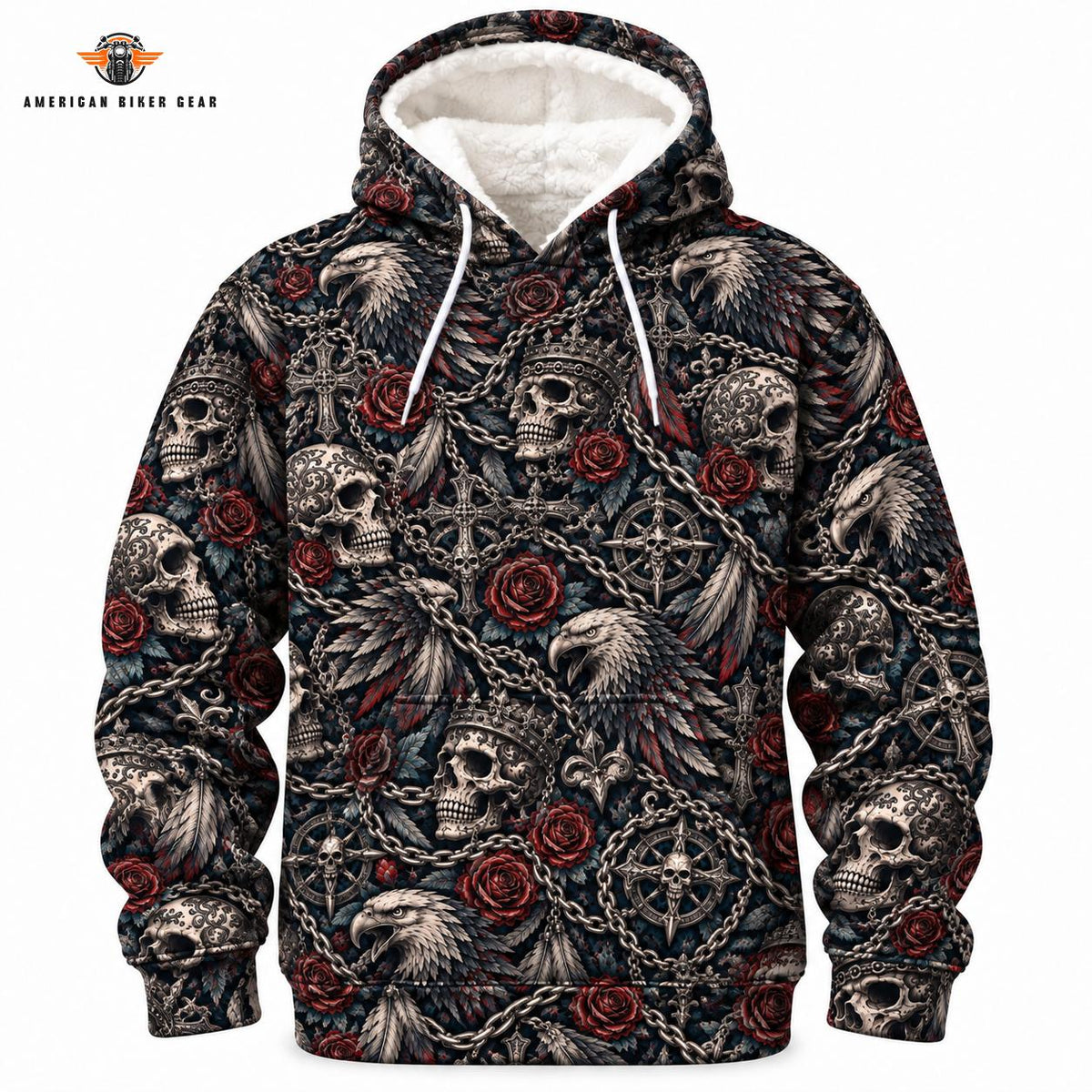 Biker Eagle & Sugar Skull Heavy Blend Hooded Sweatshirt TG08