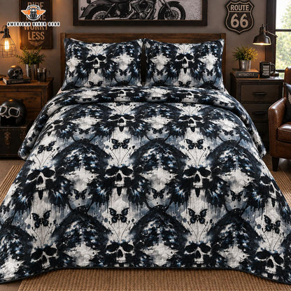 Gothic Skull Butterfly Quilted Bedding Set TG07