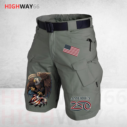 Biker USA 250th Anniversary Personalized Front Pockets Tactical Shorts (Belt Not Included) TG06