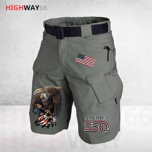 Biker USA 250th Anniversary Personalized Front Pockets Tactical Shorts (Belt Not Included) TG06