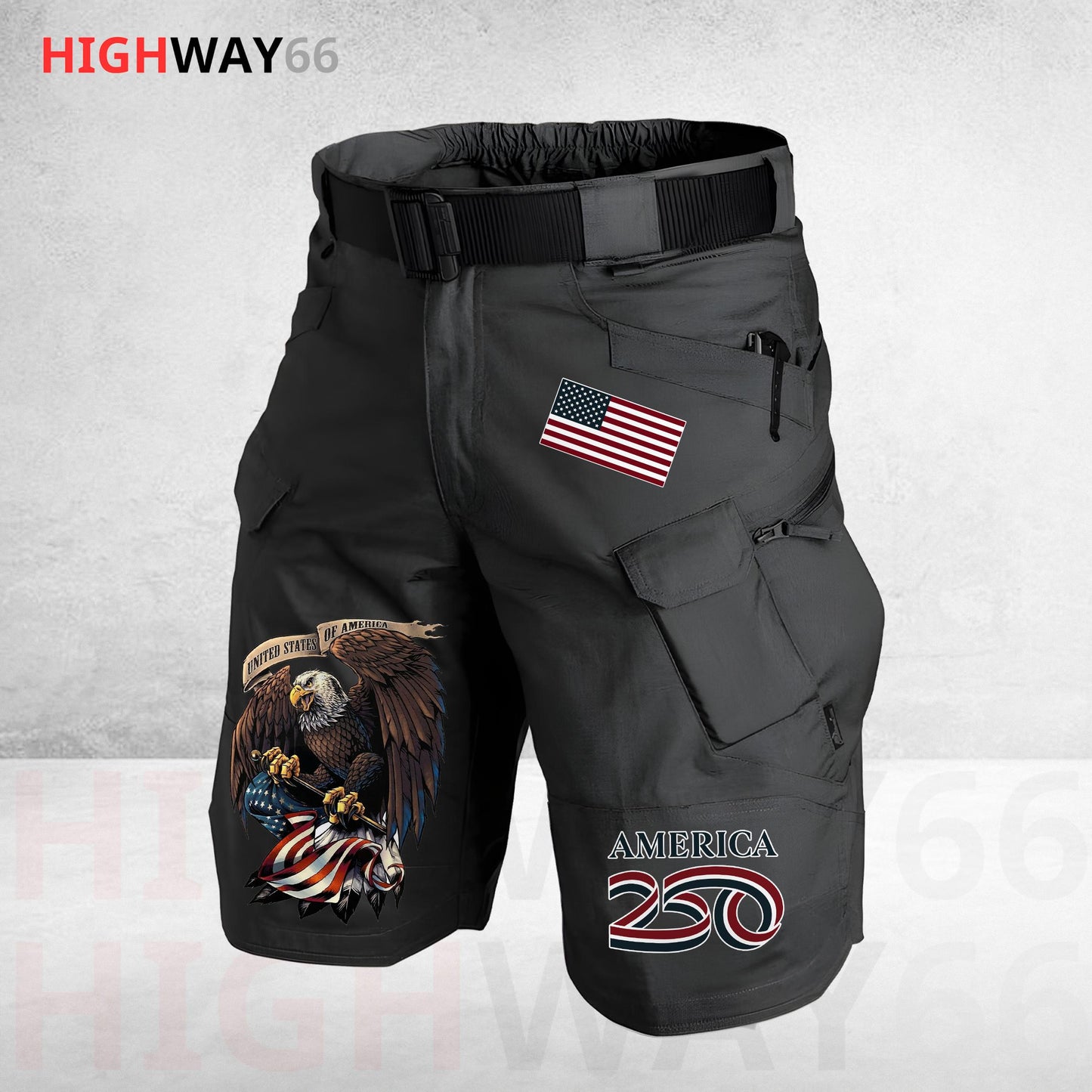 Biker USA 250th Anniversary Personalized Front Pockets Tactical Shorts (Belt Not Included) TG06