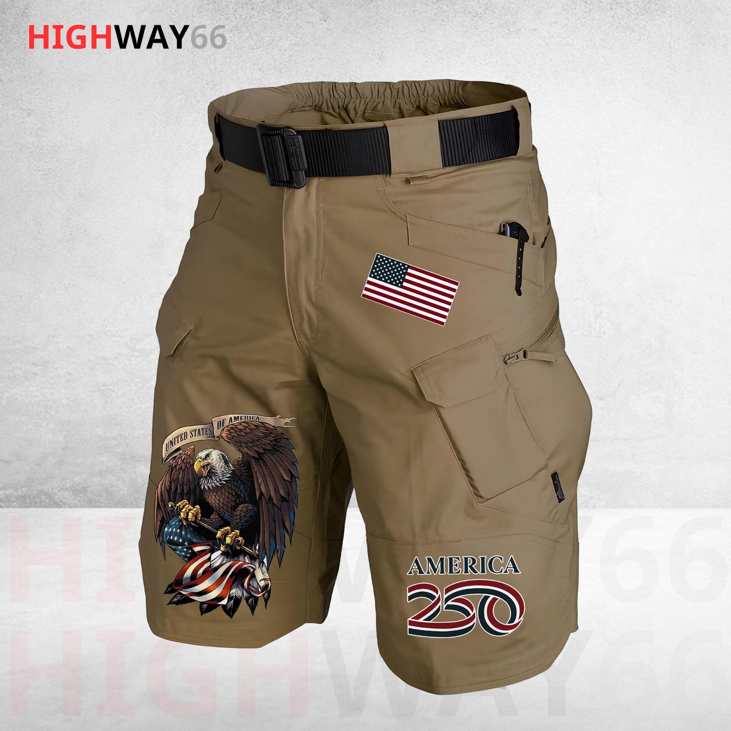 Biker USA 250th Anniversary Personalized Front Pockets Tactical Shorts (Belt Not Included) TG06