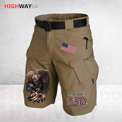 Biker USA 250th Anniversary Personalized Front Pockets Tactical Shorts (Belt Not Included) TG06