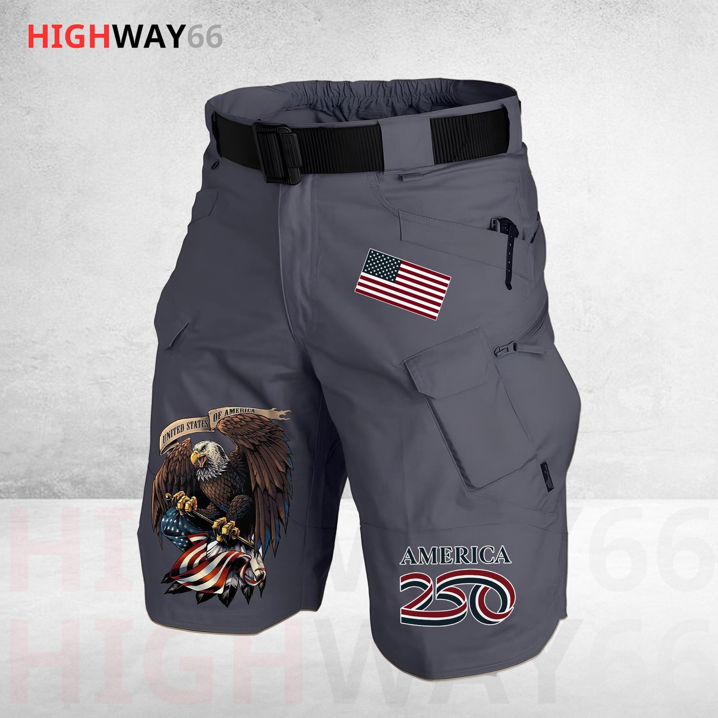 Biker USA 250th Anniversary Personalized Front Pockets Tactical Shorts (Belt Not Included) TG06