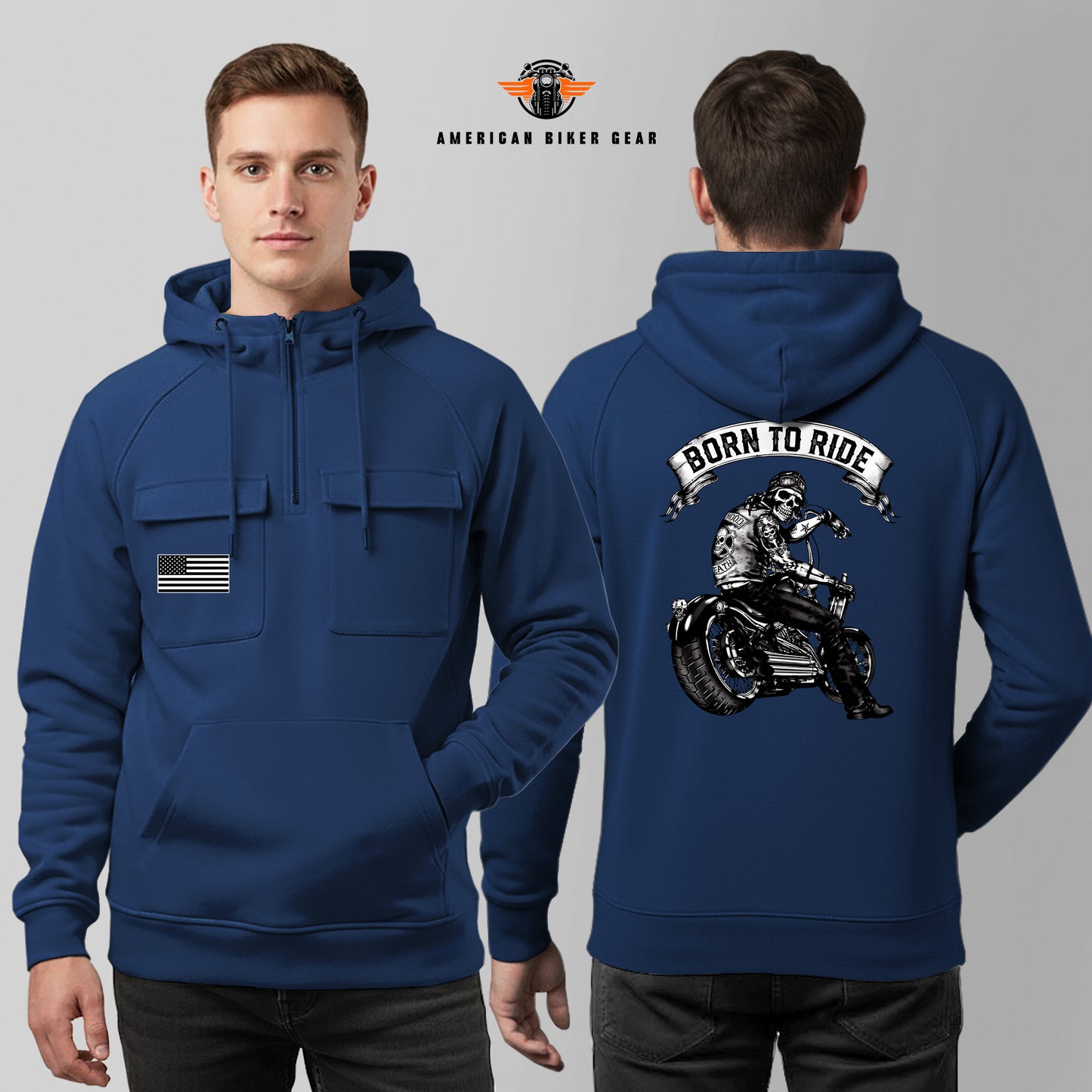 Born To Ride Multi-Pockets Zip Hoodie TG04
