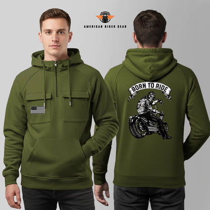 Born To Ride Multi-Pockets Zip Hoodie TG04