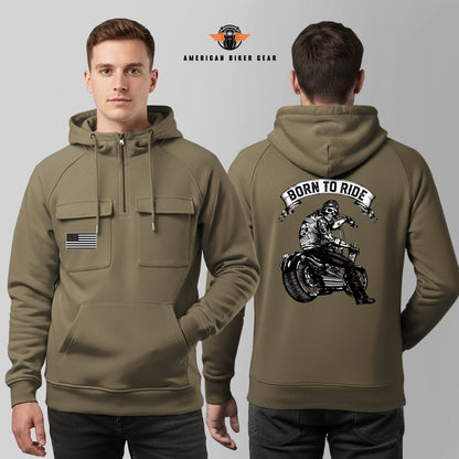 Born To Ride Multi-Pockets Zip Hoodie TG04