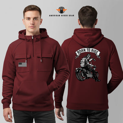 Born To Ride Multi-Pockets Zip Hoodie TG04
