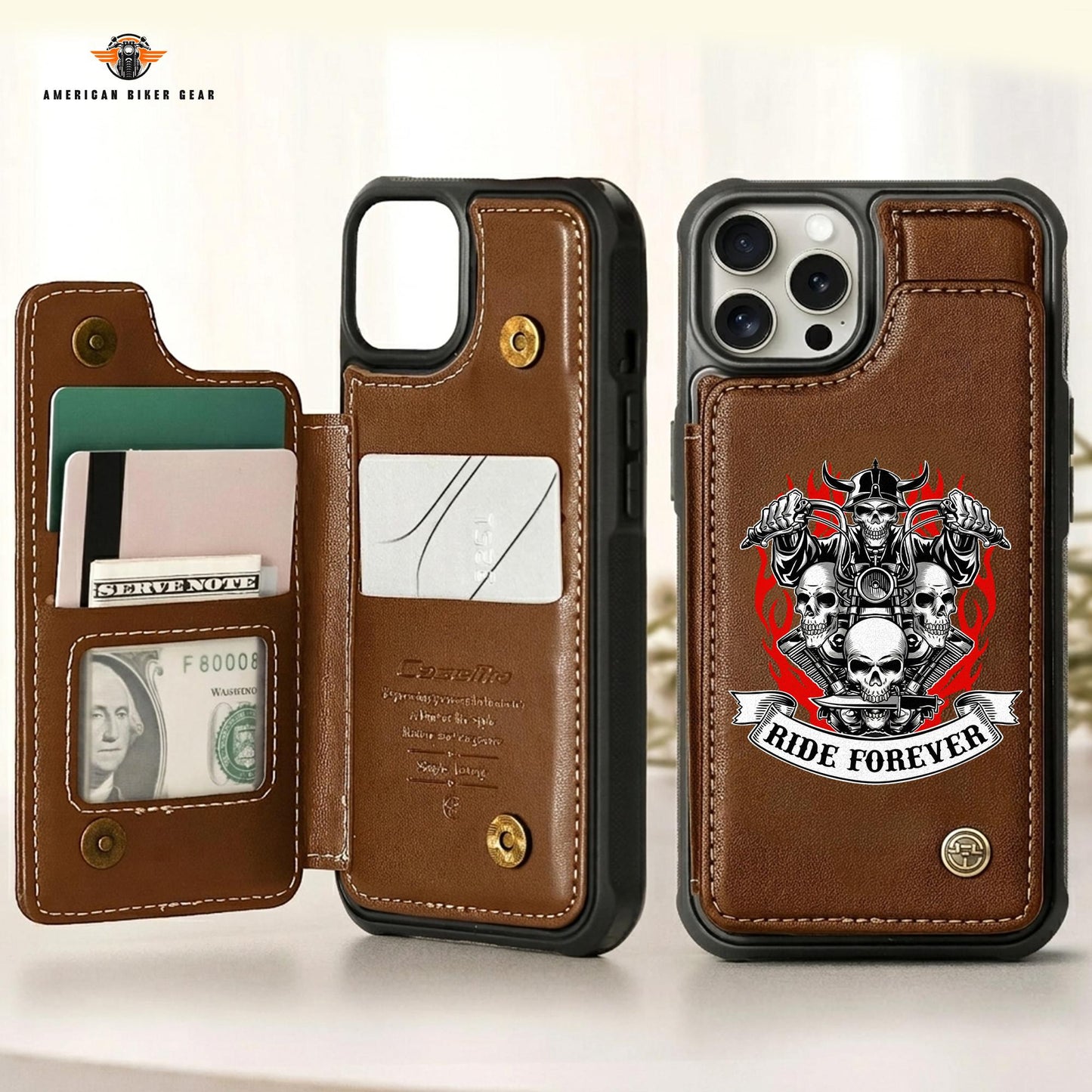 Biker Personalized Leather Wallet Phone Case TG07