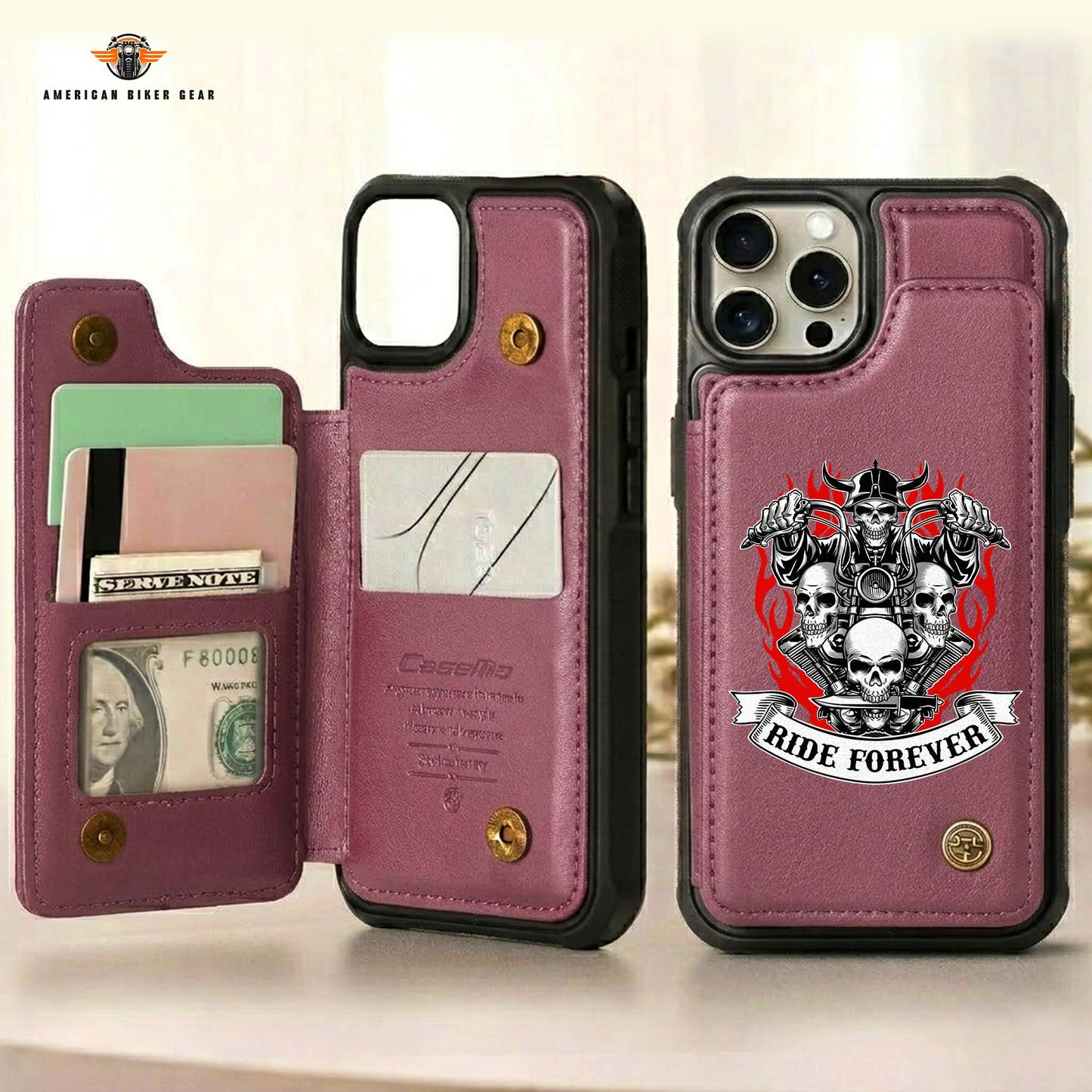Biker Personalized Leather Wallet Phone Case TG07
