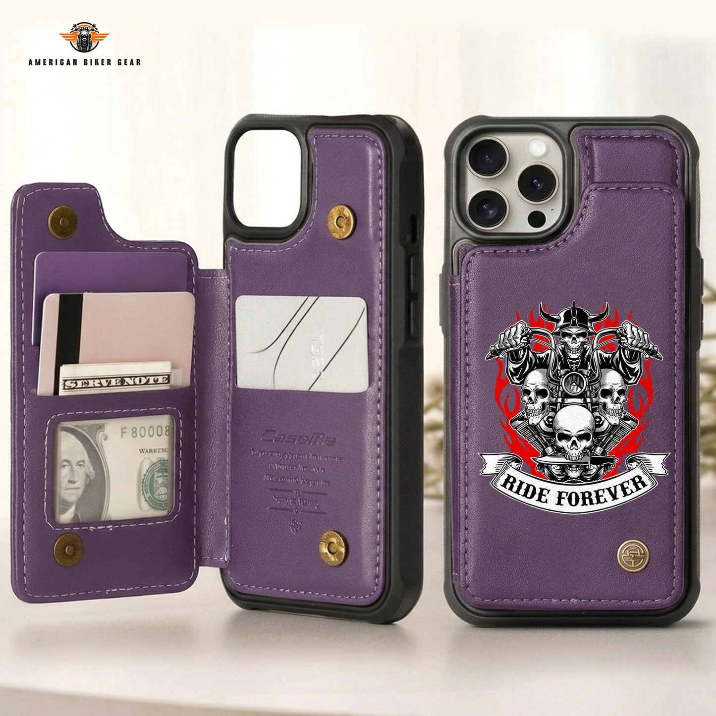 Biker Personalized Leather Wallet Phone Case TG07