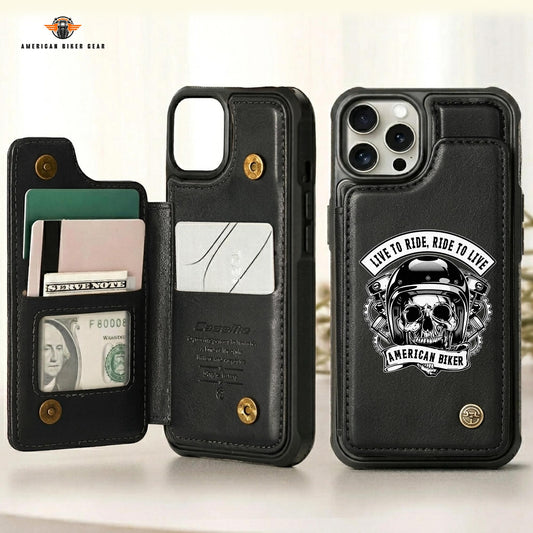 Biker Personalized Leather Wallet Phone Case TG08