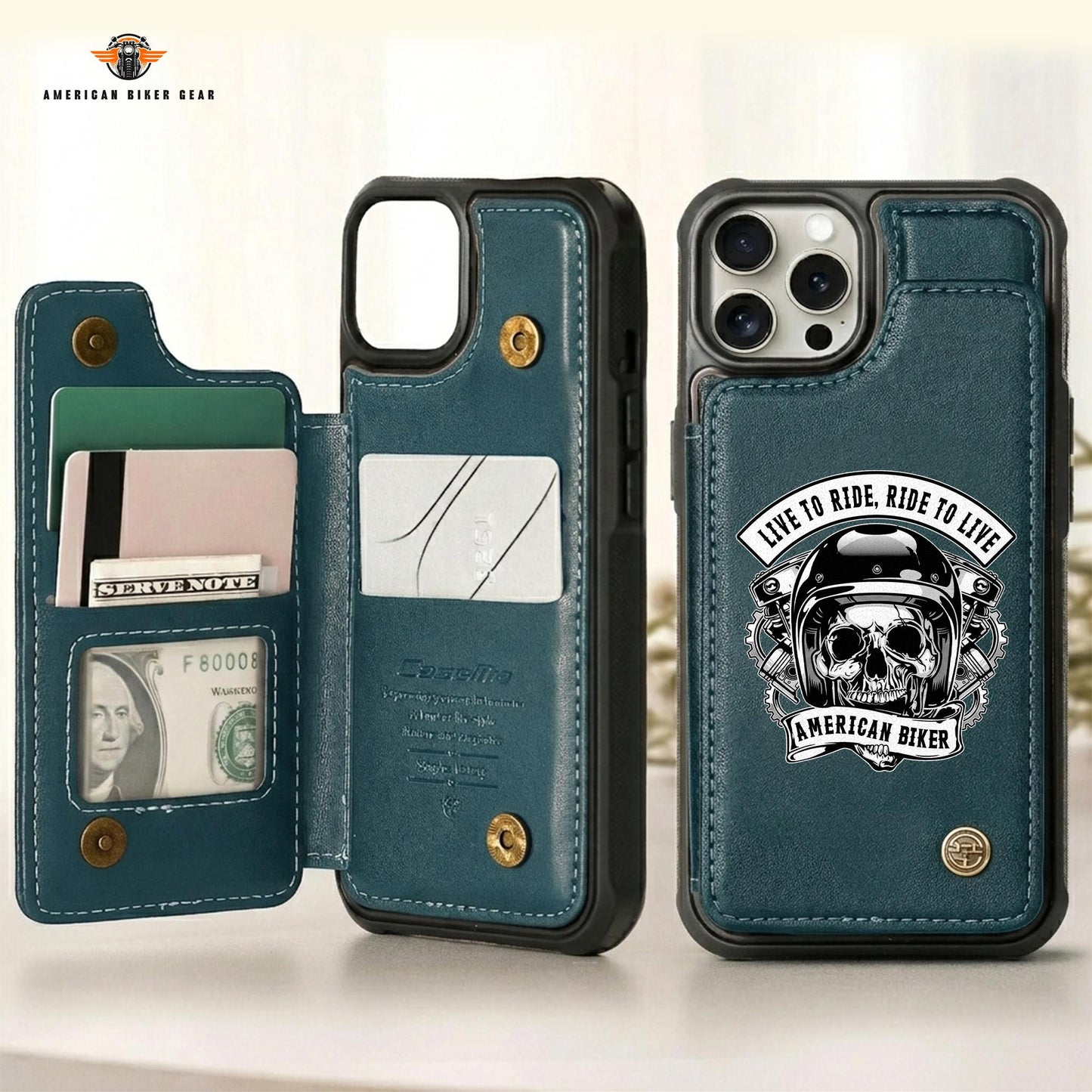 Biker Personalized Leather Wallet Phone Case TG08