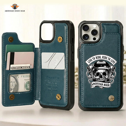 Biker Personalized Leather Wallet Phone Case TG08