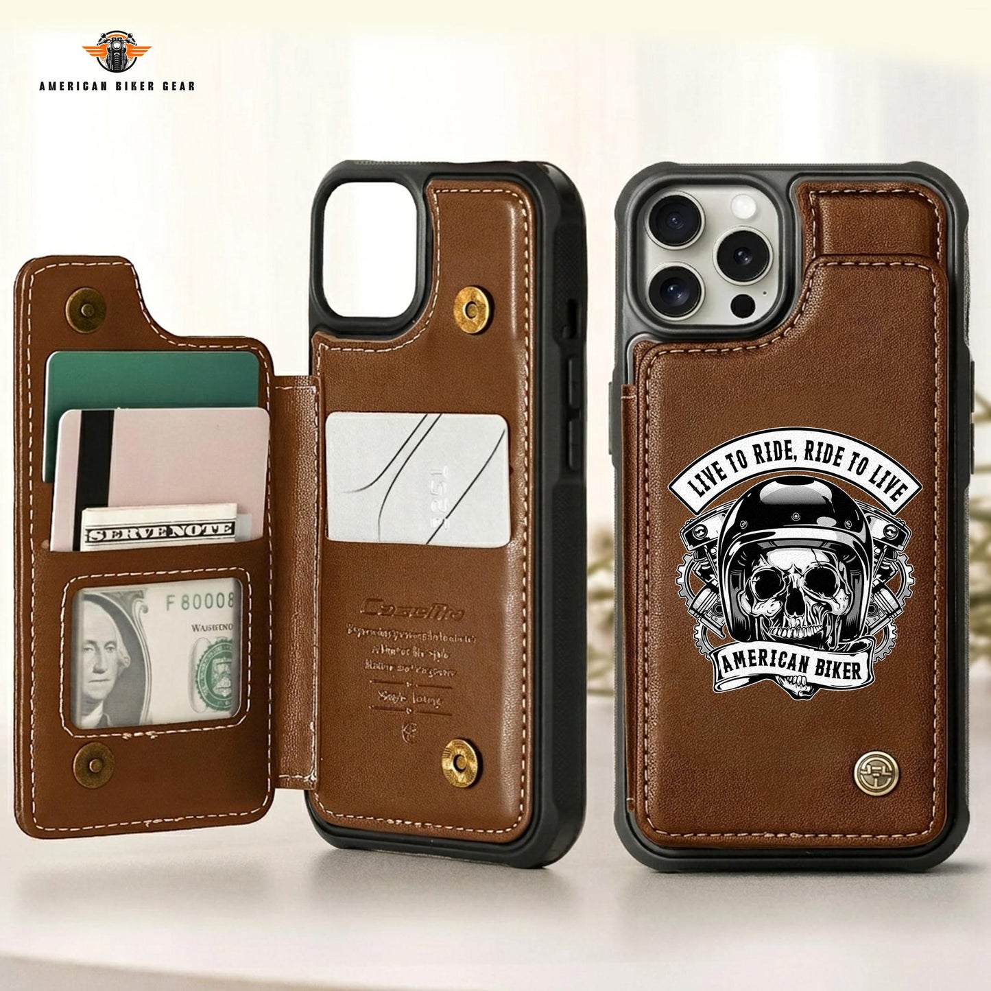 Biker Personalized Leather Wallet Phone Case TG08