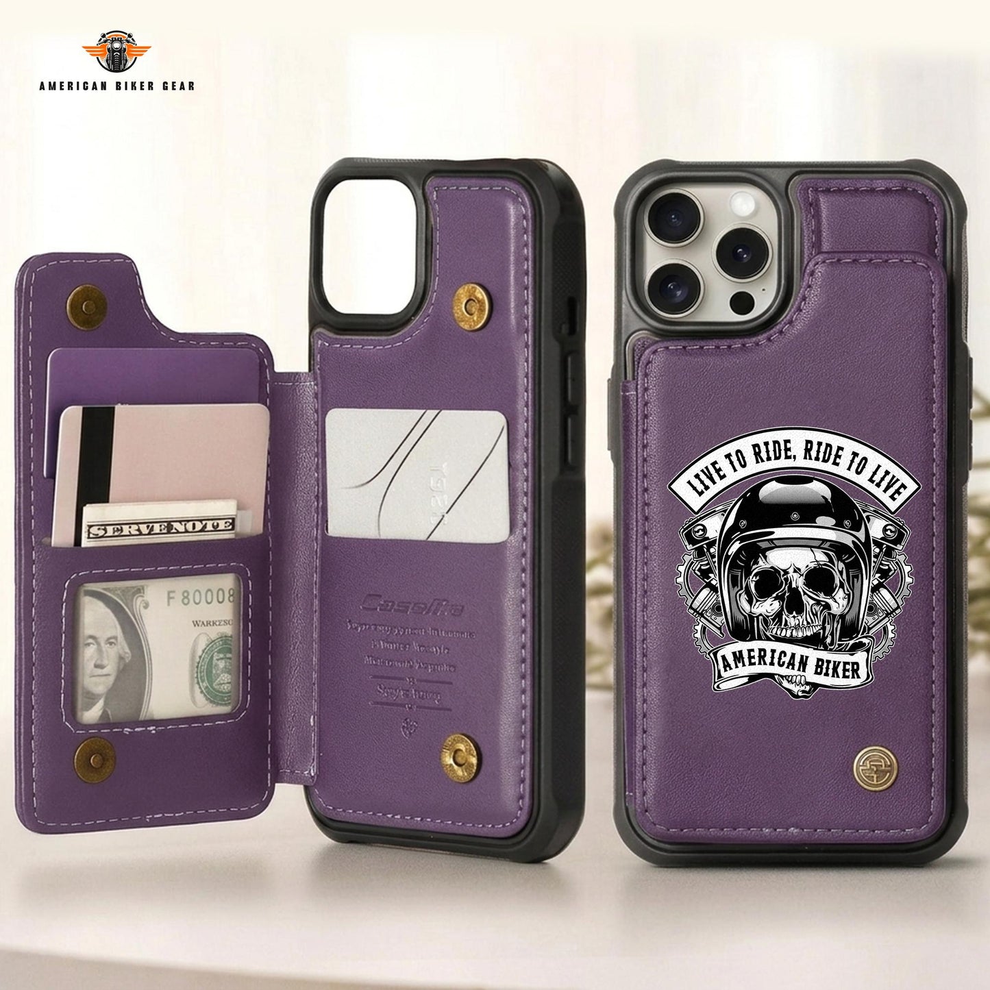 Biker Personalized Leather Wallet Phone Case TG08