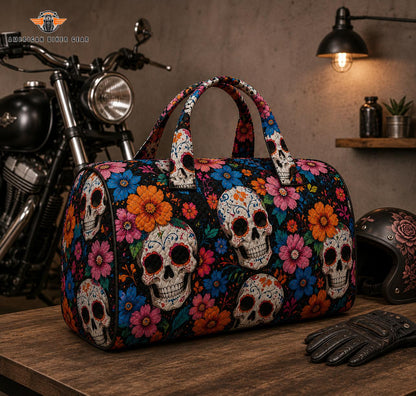 Floral Skull Quilted Duffle Bag TG07