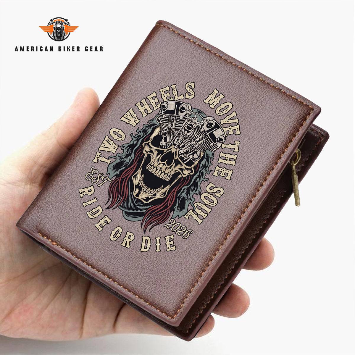 Biker Personalized Men’s Slim Vertical Leather Wallet TG06