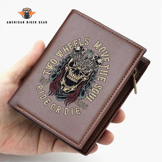 Biker Personalized Men’s Slim Vertical Leather Wallet TG06