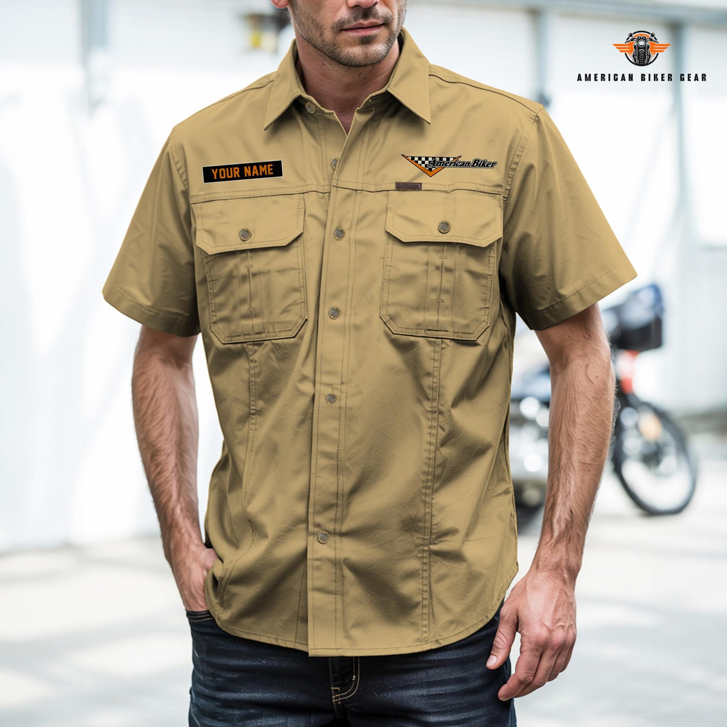 Biker Personalized Short Sleeve Cargo Shirt TN10