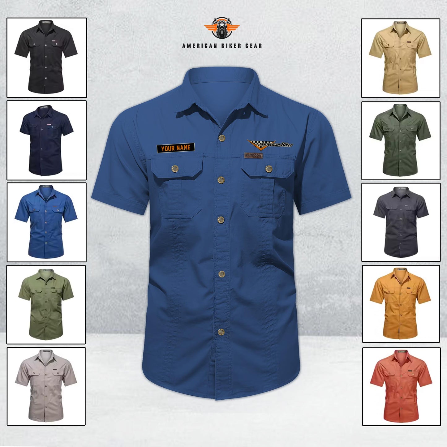 Biker Personalized Short Sleeve Cargo Shirt TN10