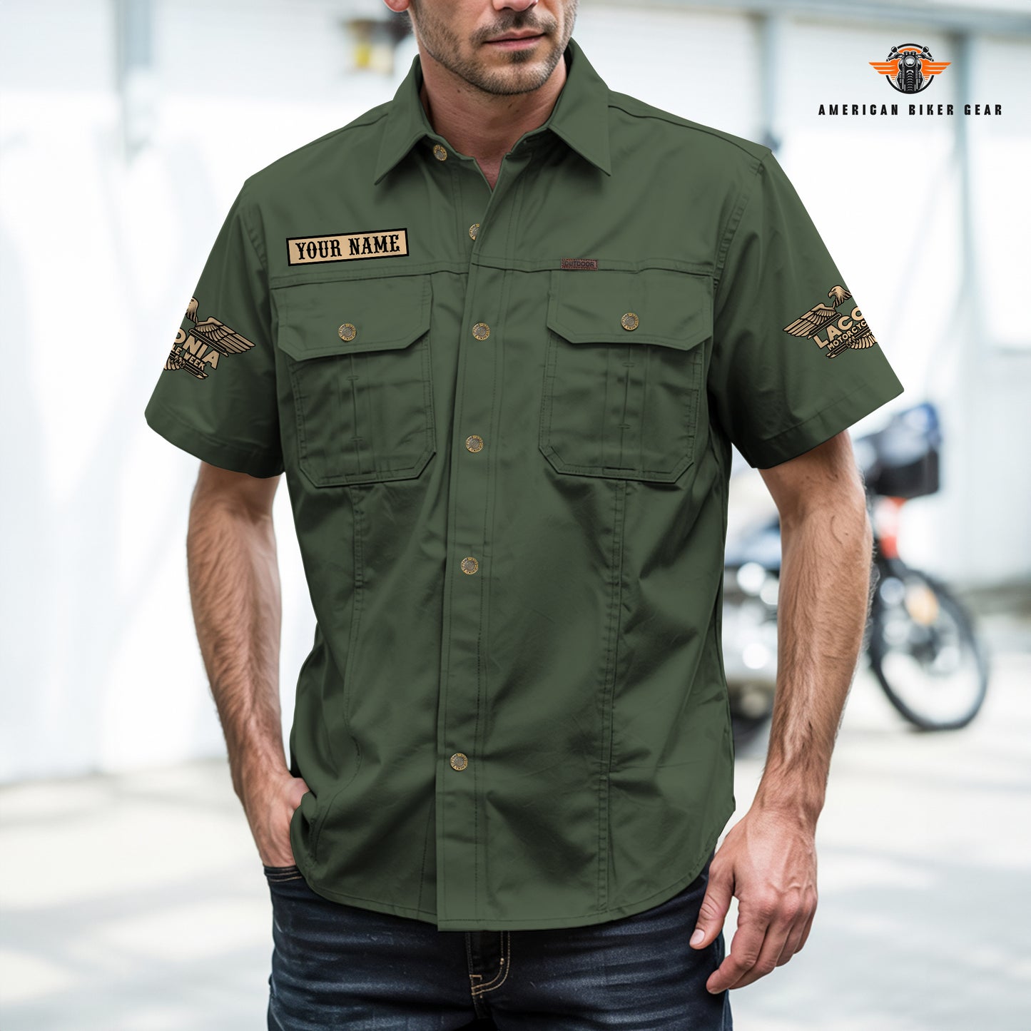 Laconia Biker Personalized Men’s Short Sleeve Cargo Shirt TN13