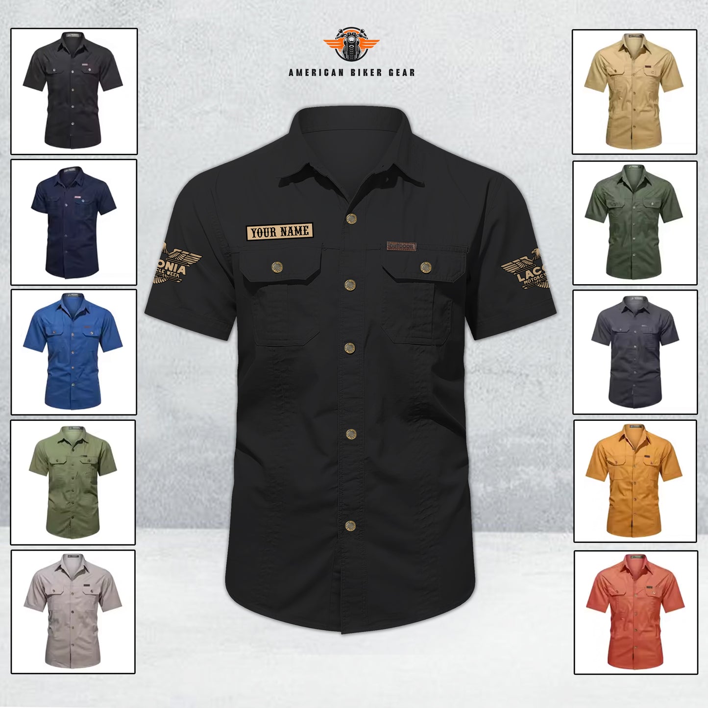 Laconia Biker Personalized Men’s Short Sleeve Cargo Shirt TN13