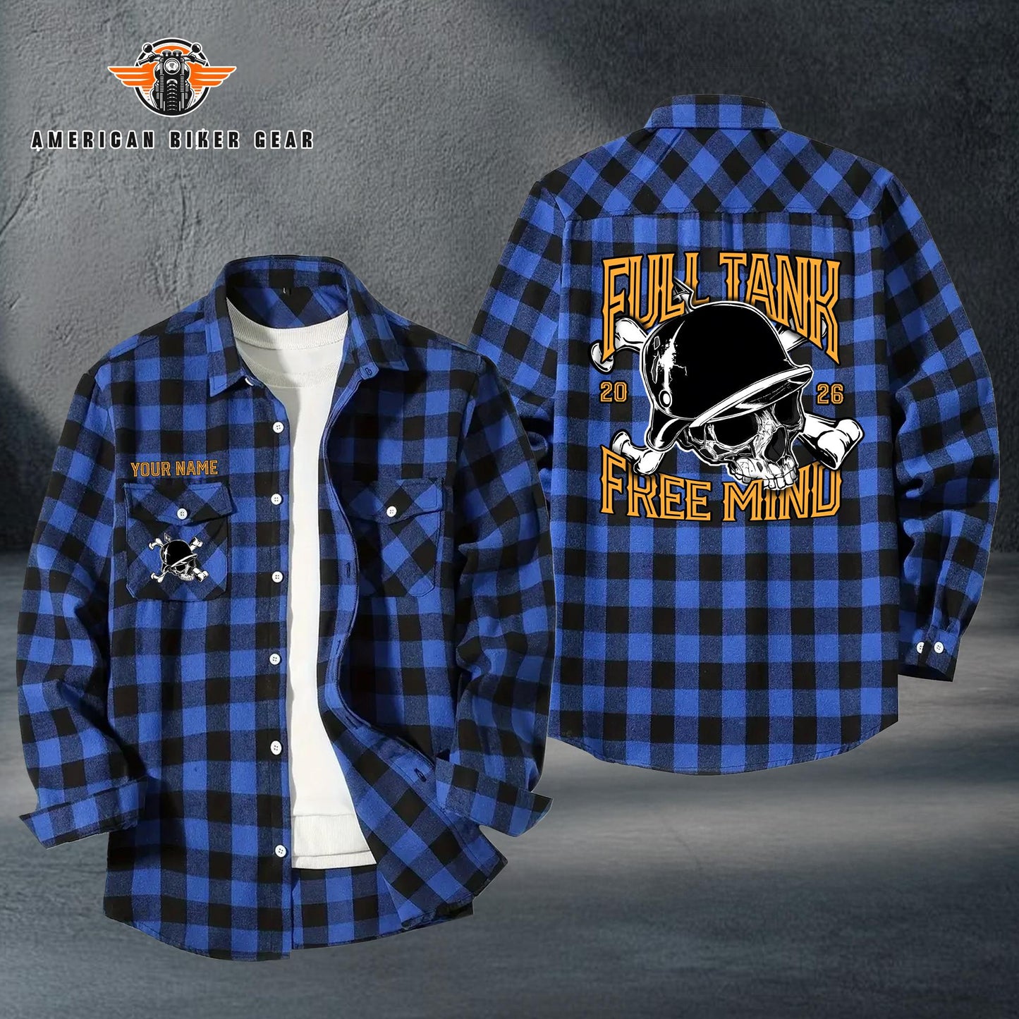Biker Personalized Casual Flannel Long Sleeve Shirt TN11