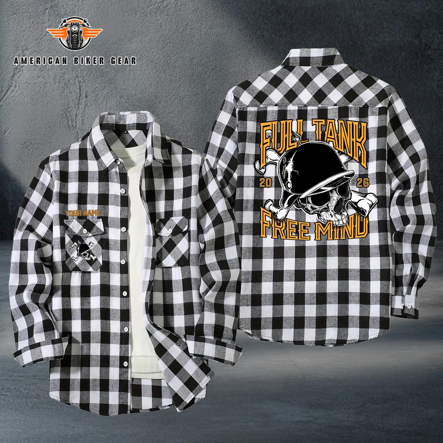 Biker Personalized Casual Flannel Long Sleeve Shirt TN11