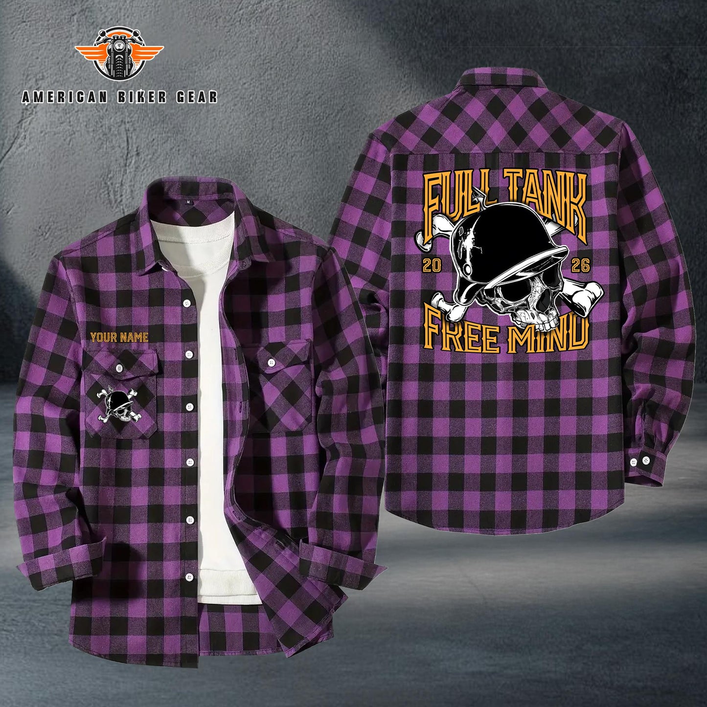 Biker Personalized Casual Flannel Long Sleeve Shirt TN11