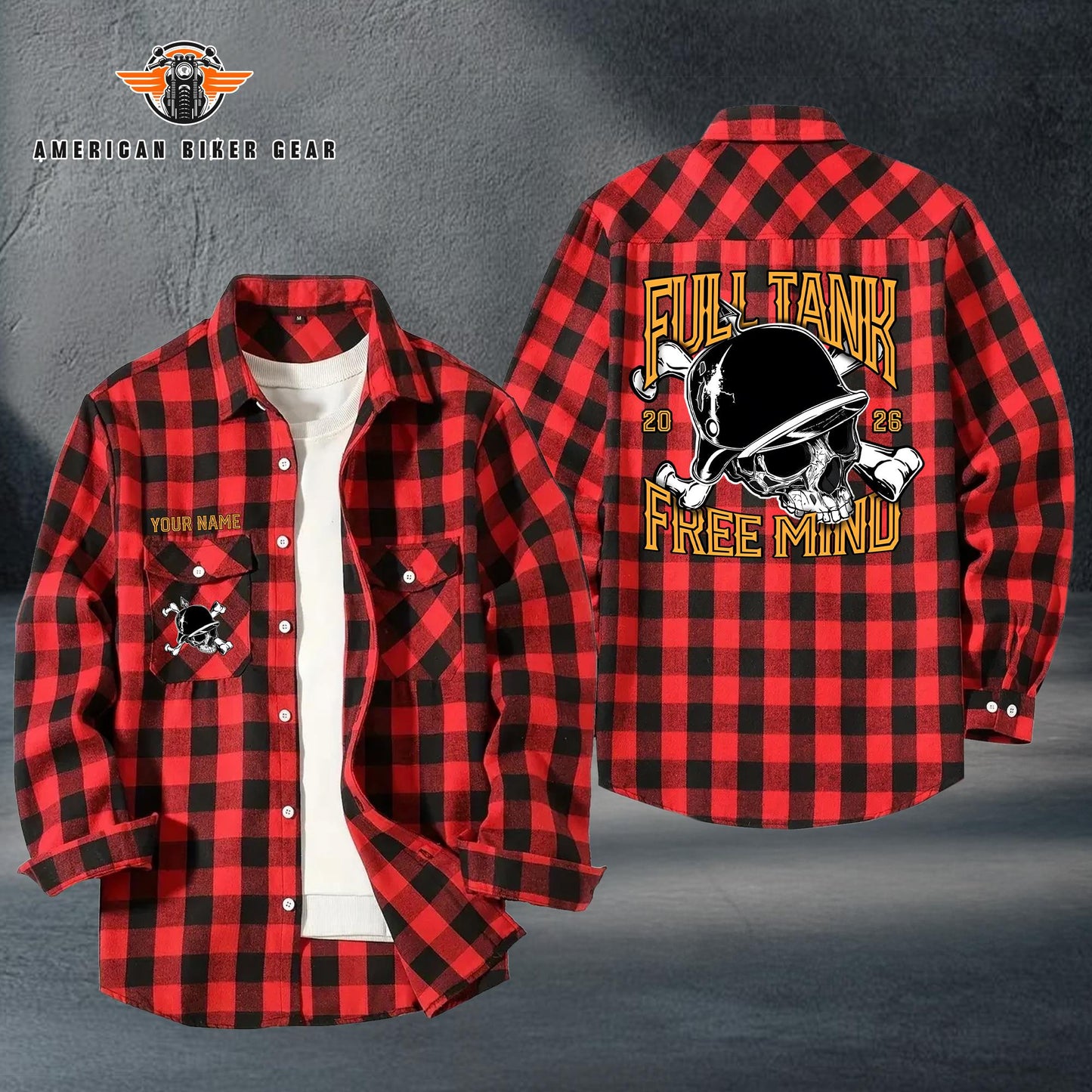 Biker Personalized Casual Flannel Long Sleeve Shirt TN11