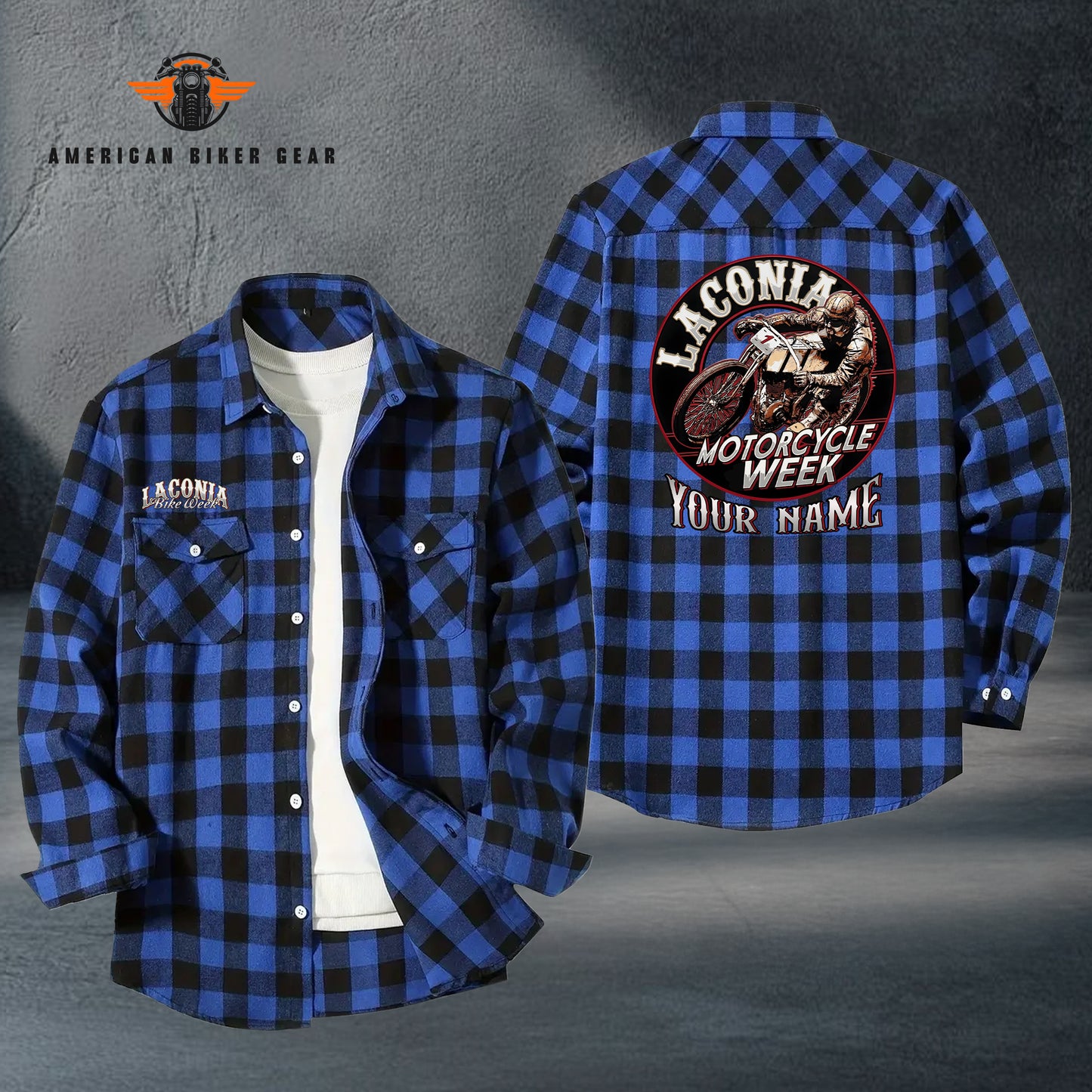 2026 Laconia Biker Personalized Casual Flannel Long Sleeve Shirt TN13