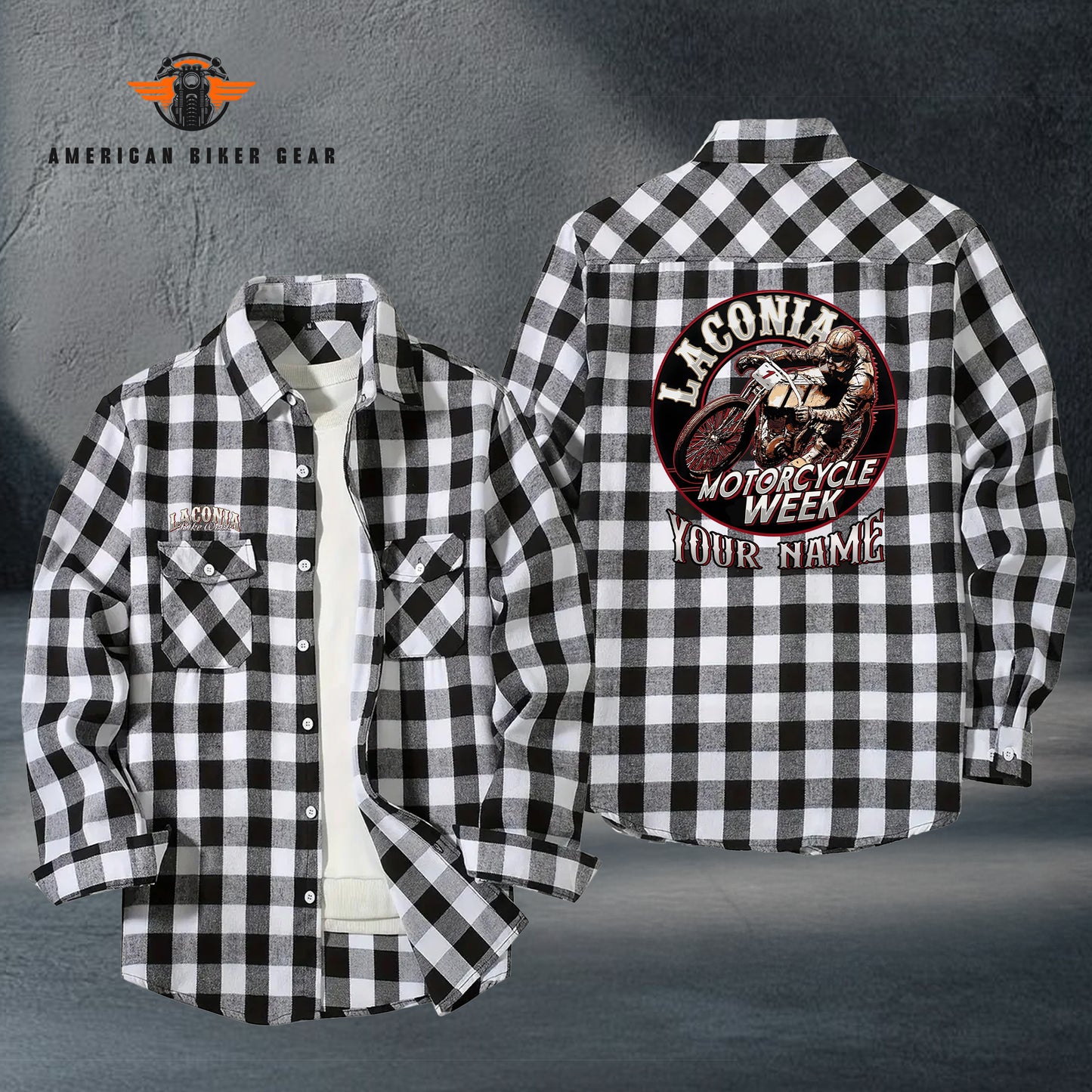2026 Laconia Biker Personalized Casual Flannel Long Sleeve Shirt TN13